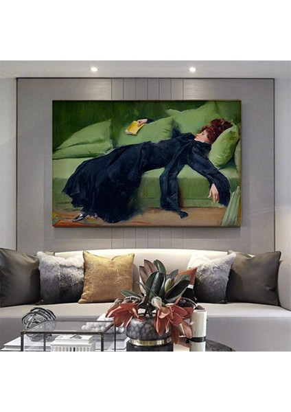 Ramon Casas 'decadent'; Genç Kadın Dekor; Klasik Sanat Baskısı