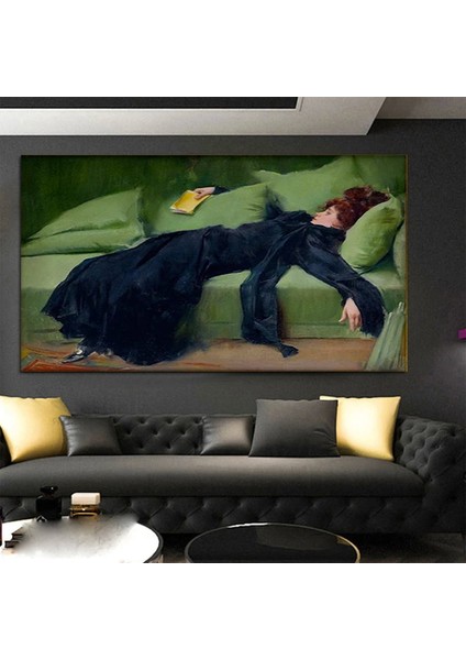 Ramon Casas 'decadent'; Genç Kadın Dekor; Klasik Sanat Baskısı