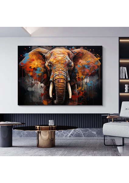 Modern Graffiti Fil; Duvar Sanatı Dekoru; Fil Kanvas Tablosu; Ofis Hediyesi