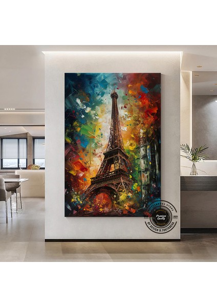 Eyfel Kulesi Soyut Çerçeveli Poster; Paris Baskısı; Renkli Resim; Paris Duvar Sanatı; Renkli Duvar D
