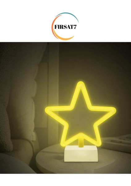 Neon Yıldız LED Pil+Usb LED Işıklı Masa ve Gece Lambası Yıldız LED Sevgiliye Neon Dekorasyon Hediye fırsatları