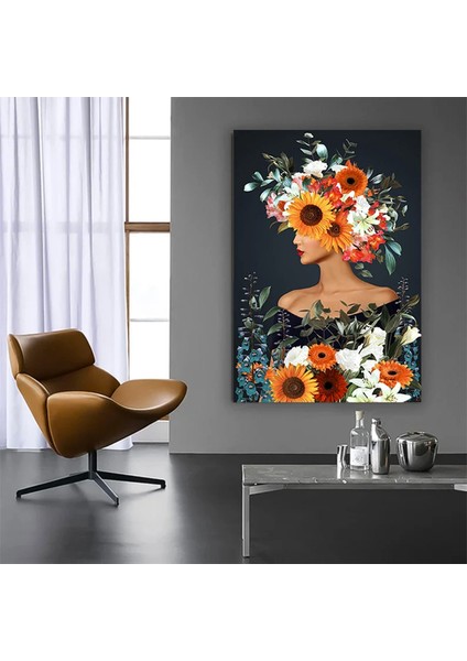 Çiçekli Kadın Kanvas; Gül Başlı Kadın Tablosu; Çiçek Sanatı fiyatları