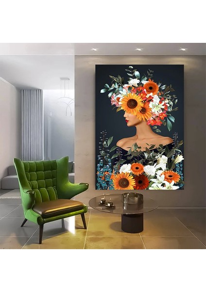 Çiçekli Kadın Kanvas; Gül Başlı Kadın Tablosu; Çiçek Sanatı fırsatları