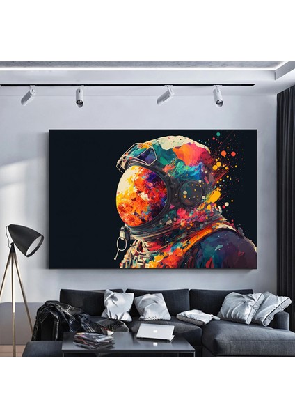Renkli Soyut Astronot Tablosu; Grafiti Cazı; Canlı Uzay Sanatı; Kanvas Baskı fiyatları