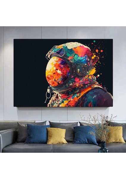 Renkli Soyut Astronot Tablosu; Grafiti Cazı; Canlı Uzay Sanatı; Kanvas Baskı indirimleri
