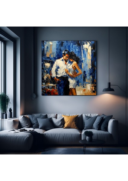 Kanvas Ev Dekoru; Dans Eden Çift Yağlı Boya Baskısı