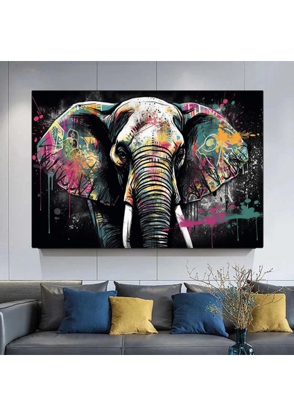 Modern Graffiti Fil; Duvar Sanatı Dekoru; Fil Kanvas Tablosu; Ofis Hediyesi modelleri