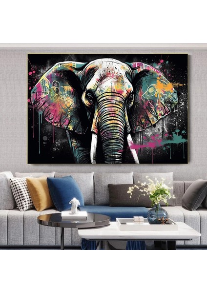Modern Graffiti Fil; Duvar Sanatı Dekoru; Fil Kanvas Tablosu; Ofis Hediyesi fırsatları