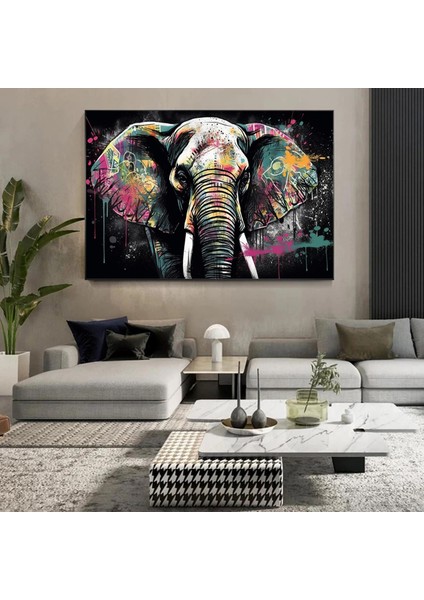 Modern Graffiti Fil; Duvar Sanatı Dekoru; Fil Kanvas Tablosu; Ofis Hediyesi indirimleri