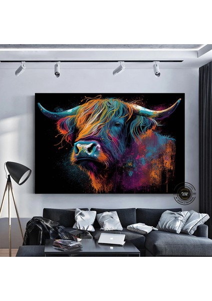 Boğa Kanvas Tablosu; Renkli Boğa; Boğa Resim Sanatı; Boğa Duvar Dekoru; Highland Ineği; Soyut Boğa K fırsatları