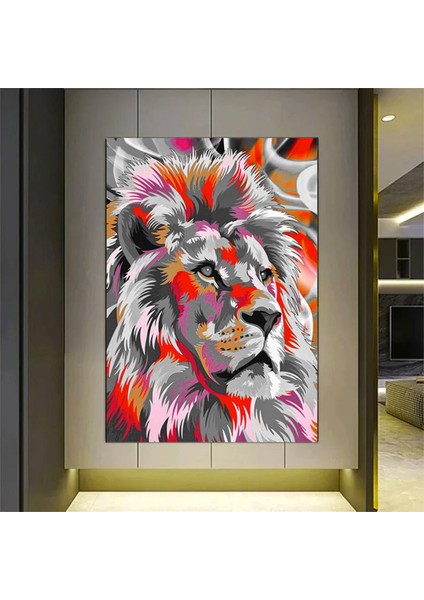 Renkli Aslan Tablosu; Aslan Portresi; Aslan Duvar Sanatı; Aslan Posteri