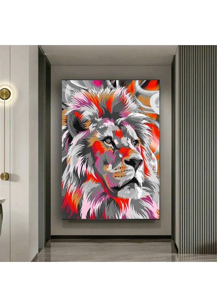 Renkli Aslan Tablosu; Aslan Portresi; Aslan Duvar Sanatı; Aslan Posteri fiyatları