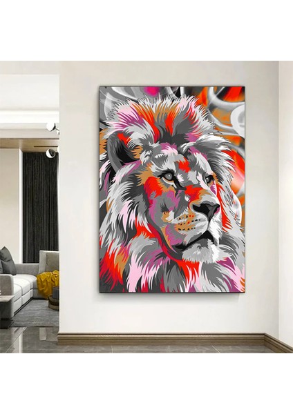 Renkli Aslan Tablosu; Aslan Portresi; Aslan Duvar Sanatı; Aslan Posteri modelleri