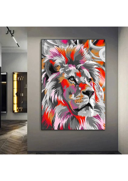 Renkli Aslan Tablosu; Aslan Portresi; Aslan Duvar Sanatı; Aslan Posteri fırsatları