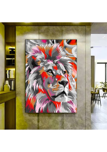 Renkli Aslan Tablosu; Aslan Portresi; Aslan Duvar Sanatı; Aslan Posteri