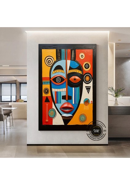 Kabile Maskesi Afrika Sanatı Çerçeveli Poster; Afrika Maskesi; Afrika Duvar Sanatı; Afrikalı Amerika