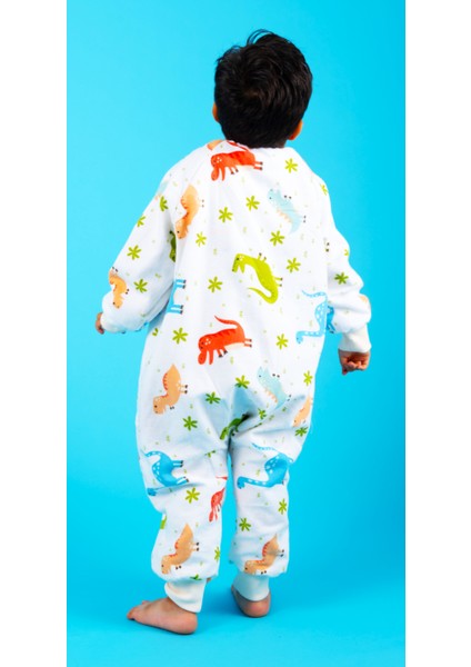 Elyafsız Kışlık Uzun Kol Çift Kat %100 Pamuk Pazen Dinozorlu Cocuk Bebek Uyku Tulumu indirimleri
