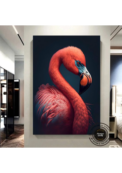 Flamingo Duvar Sanatı; Kanvas Baskı; Pembe Flamingo; Tropikal Dekor; Egzotik Kuş; Pembe Flamingo San