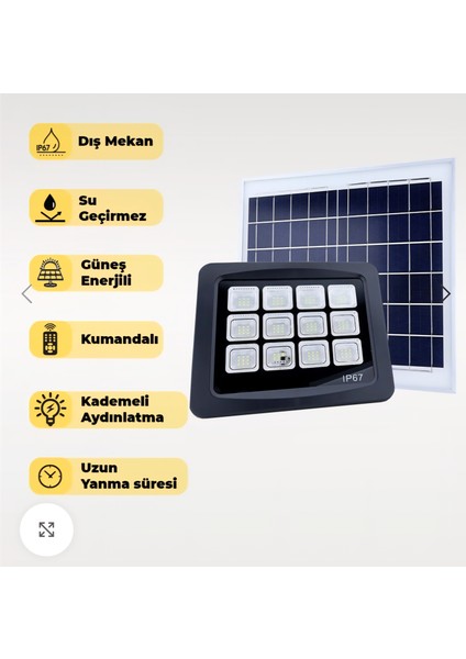 160W Solar Projektör IP67 Beyaz Işık (Su Geçirmez – Dış Mekan)