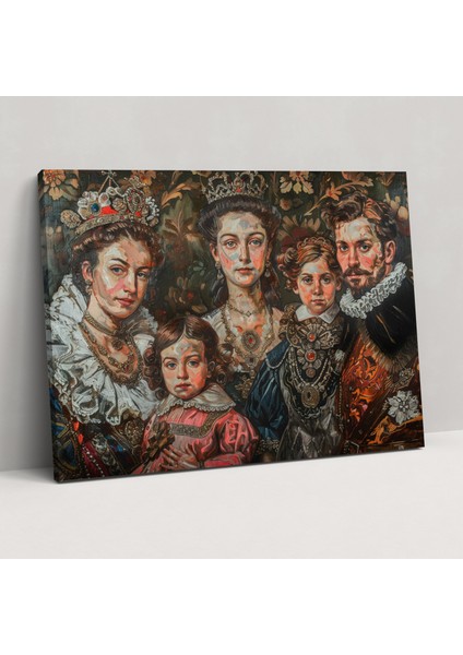 Kraliyet Ailesi Portre Duvar Sanatı - Barok Kraliyet Ailesi Portresi Zengin Renkler Barok Tarzı Tablo