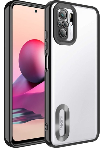 Xiaomi Redmi Note 10 Kılıf Kamera Korumalı Logo Gösteren Esnek Renkli Şeffaf Silikon Omega Kapak