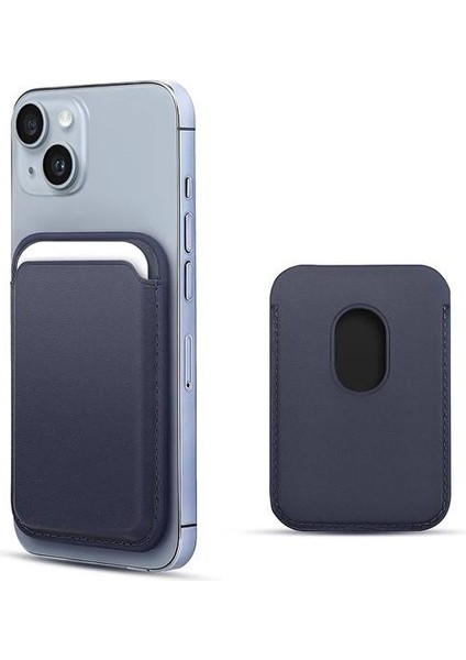 Apple iPhone 13 Mini Deri Cüzdan MagSafe Lacivert