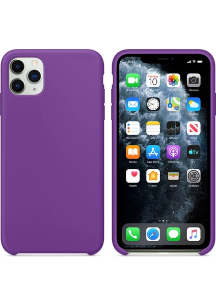 Apple iPhone 11 Pro Altı Açık Liquit Lansman Silikon Glayöl Moru