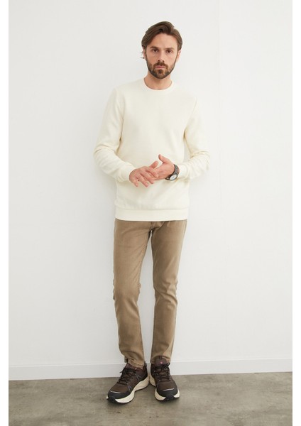 M Harf Nakışlı Fitilli Bisiklet Yaka Sweatshirt modelleri