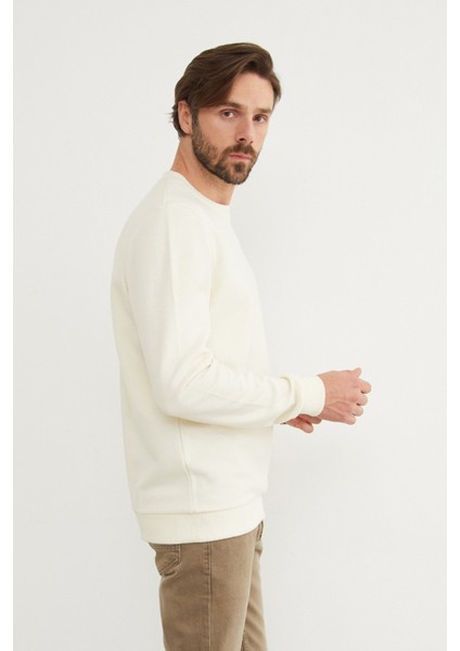 M Harf Nakışlı Fitilli Bisiklet Yaka Sweatshirt