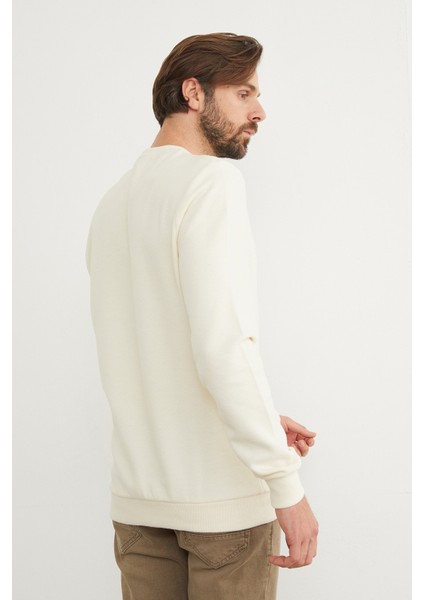 M Harf Nakışlı Fitilli Bisiklet Yaka Sweatshirt