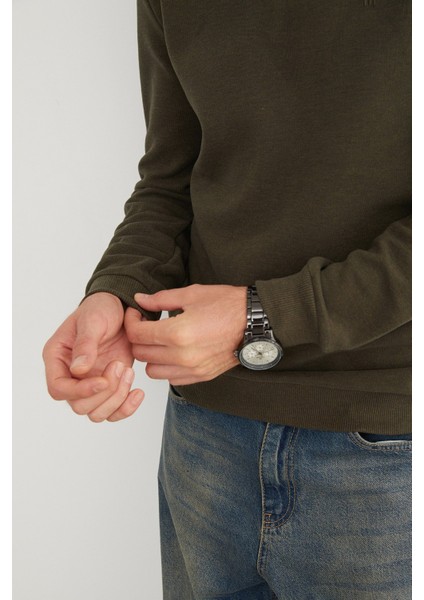 M Harf Nakışlı Fitilli Bisiklet Yaka Sweatshirt indirimleri