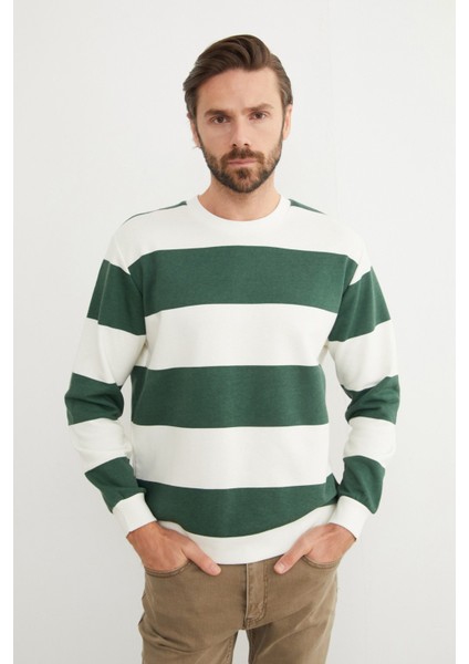 Çizgili Bisiklet Yaka Sweatshirt fiyatları