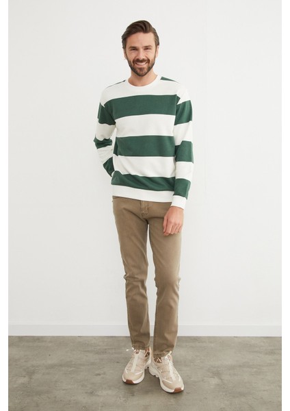 Çizgili Bisiklet Yaka Sweatshirt fırsatları