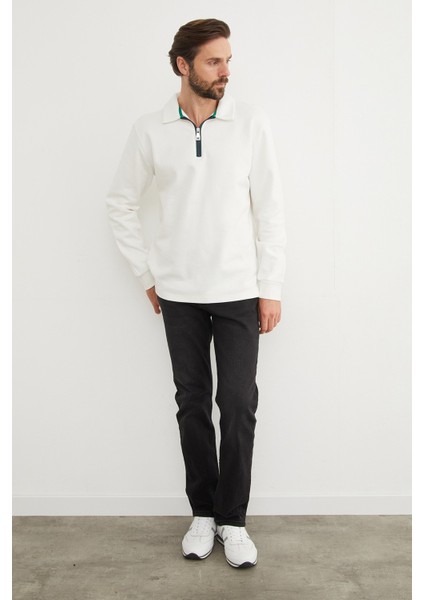 Basic Polo Yaka Yarım Fermuarlı Pike Sweatshirt modelleri