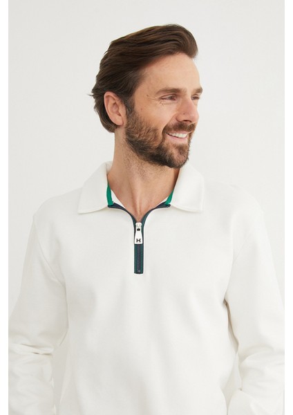 Basic Polo Yaka Yarım Fermuarlı Pike Sweatshirt indirimleri