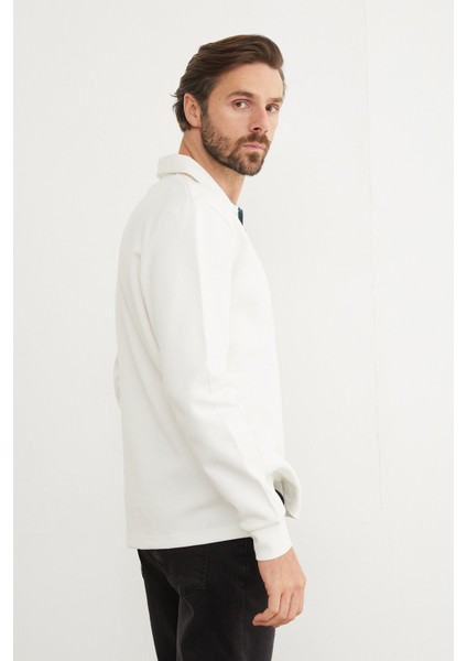Basic Polo Yaka Yarım Fermuarlı Pike Sweatshirt