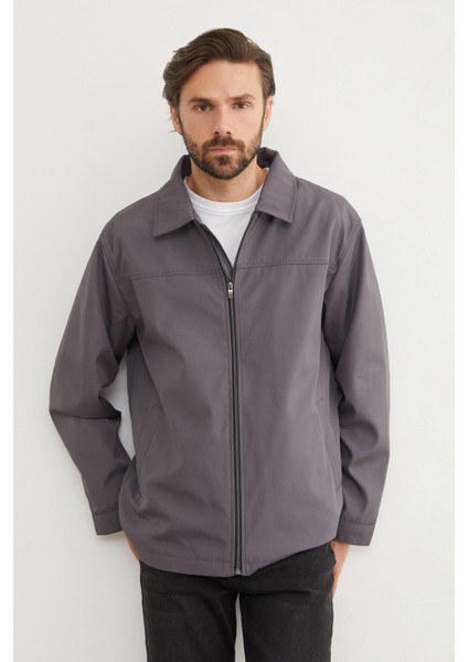 Fermuarlı Polo Yaka Scuba Kumaş Yağmurluk