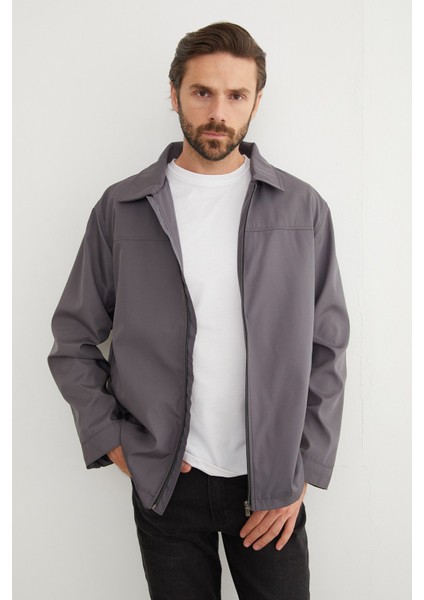 Fermuarlı Polo Yaka Scuba Kumaş Yağmurluk