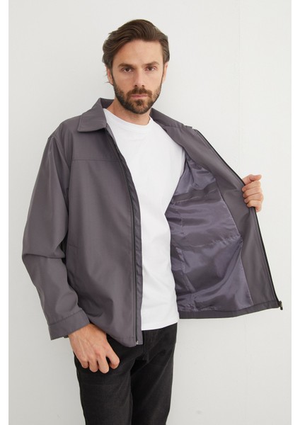 Fermuarlı Polo Yaka Scuba Kumaş Yağmurluk