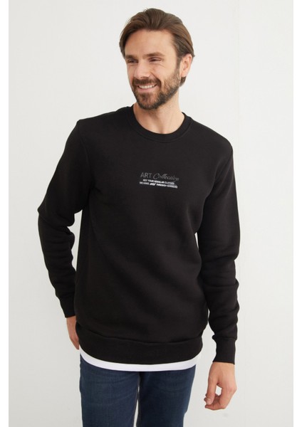 3 Iplik Art Collective Kabartma Baskılı Sweatshirt