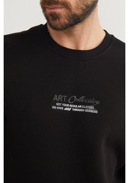 3 Iplik Art Collective Kabartma Baskılı Sweatshirt modelleri