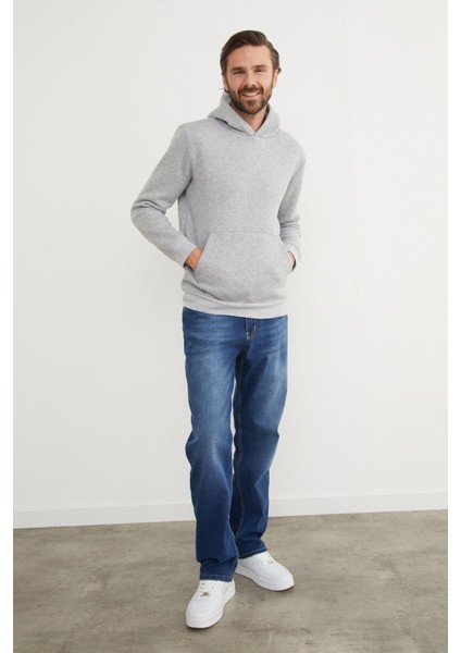 3 Iplik Basic Kanguru Cepli Slim Fit Kapüşonlu Sweatshirt modelleri