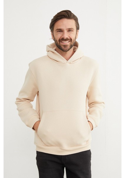 3 Iplik Basic Kanguru Cepli Slim Fit Kapüşonlu Sweatshirt fiyatları