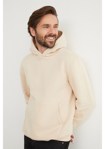 3 Iplik Basic Kanguru Cepli Slim Fit Kapüşonlu Sweatshirt modelleri