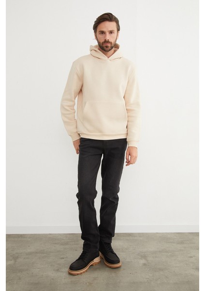 3 Iplik Basic Kanguru Cepli Slim Fit Kapüşonlu Sweatshirt fırsatları