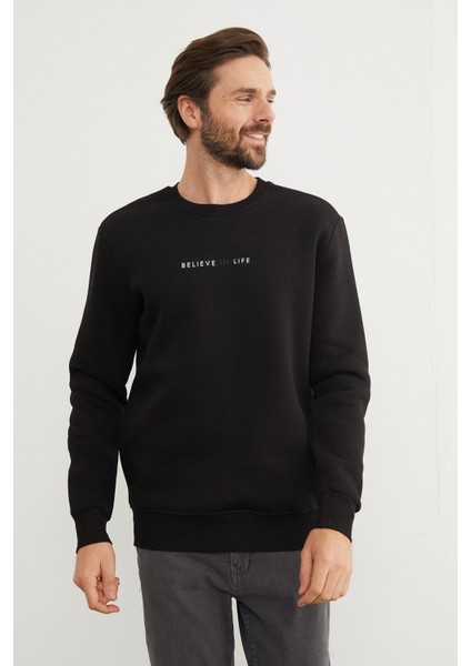 3 Iplik Believe In Life Kabartma Baskılı Sweatshirt fiyatları