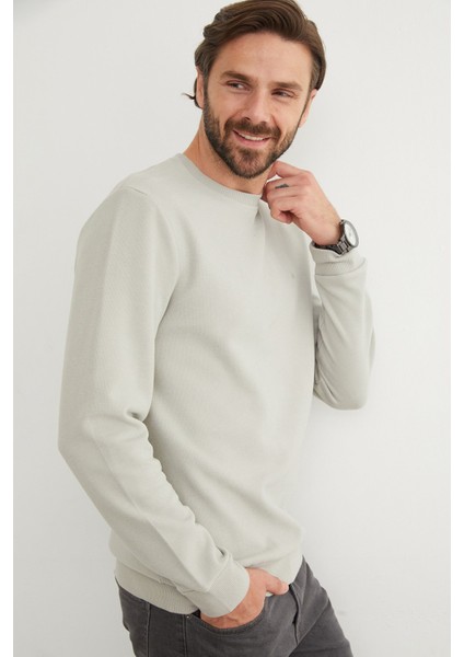 M Harf Nakışlı Fitilli Bisiklet Yaka Sweatshirt fiyatları