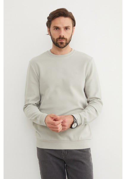 M Harf Nakışlı Fitilli Bisiklet Yaka Sweatshirt modelleri