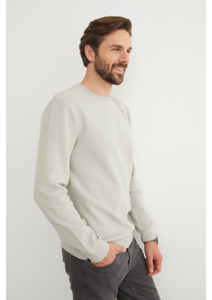 M Harf Nakışlı Fitilli Bisiklet Yaka Sweatshirt fırsatları