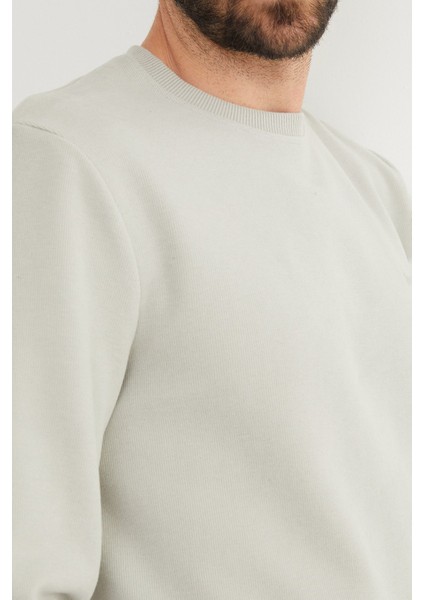 M Harf Nakışlı Fitilli Bisiklet Yaka Sweatshirt